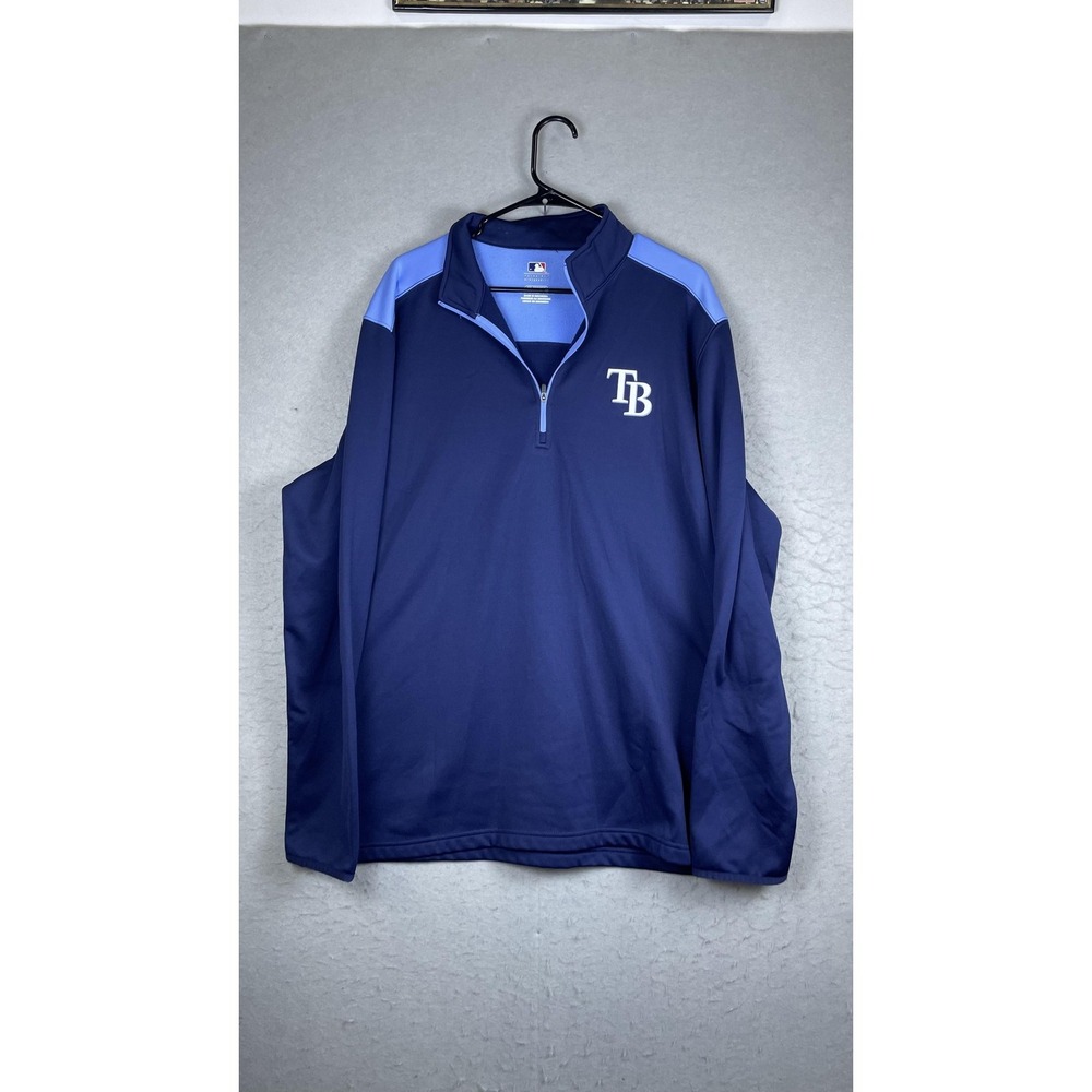Tampa Bay Rays Jacket Mens 2XL Blue MLB Baseball Quarter Zip Genuine Merchandise